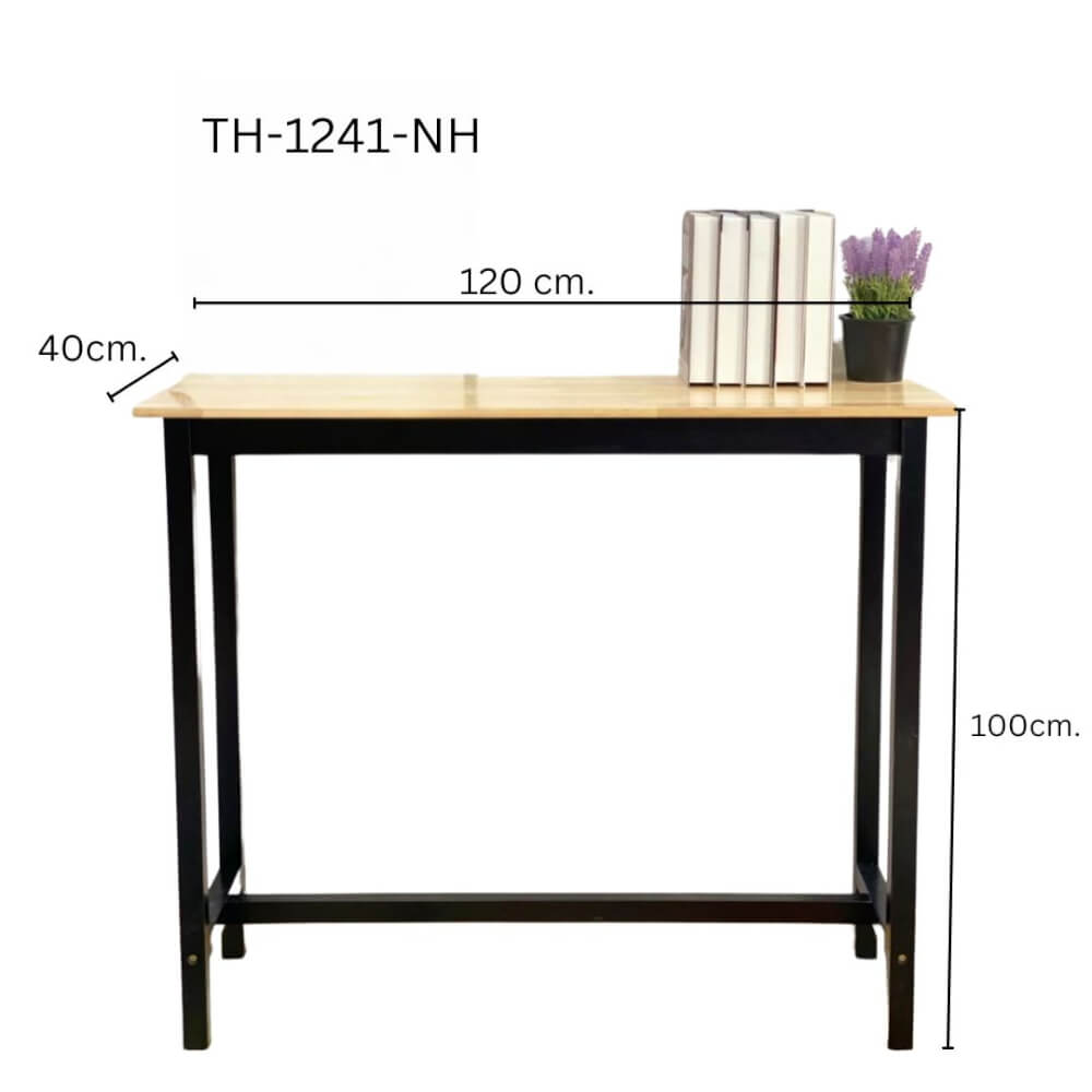 โต๊ะบาร์ไม้ยางพารา Evergreen Furniture TH 120x40x100ซม. สีไม้ธรรมชาติ-สีดำ