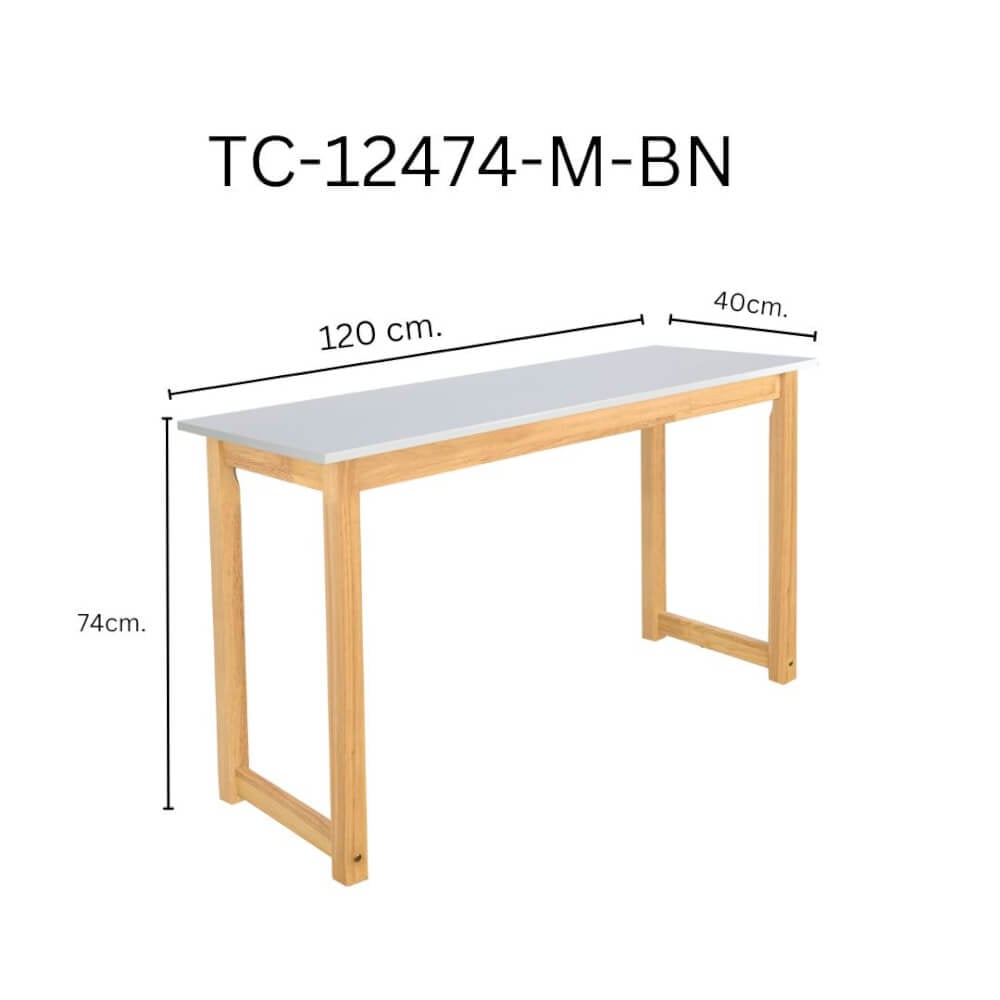 โต๊ะบาร์ไม้ยางพารา Evergreen Furniture TC 120x40x74ซม. สีขาว-สีไม้ธรรมชาติ_1