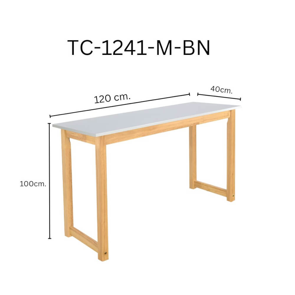 โต๊ะบาร์ไม้ยางพารา Evergreen Furniture TC 120x40x100ซม. สีขาว-สีไม้ธรรมชาติ