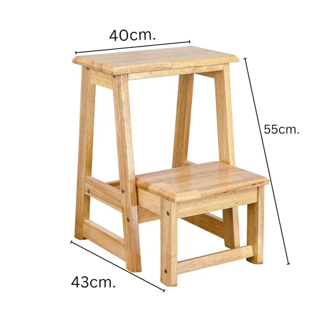 บันไดไม้ยางพารา 2 ขั้น Evergreen Furniture SLST-55  40x43x55ซม. สีไม้ธรรมชาติ