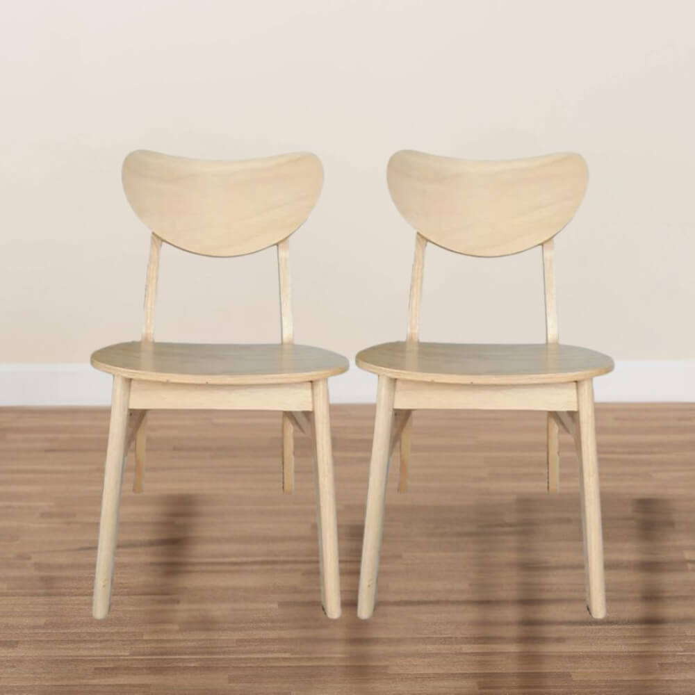 เก้าอี้ทานข้าวไม้ยางพารา  EVERGREEN FURNITURE CB เบาะไม้ 43X53X85 ซม.สีไม้ธรรมชาติ 2ตัว/กล่อง