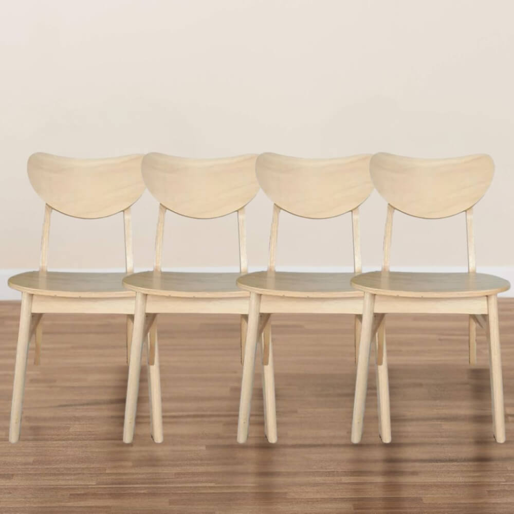 เก้าอี้ทานข้าวไม้ยางพารา  EVERGREEN FURNITURE CB เบาะไม้ 43X53X85 ซม.สีไม้ธรรมชาติ 4ตัว/กล่อง
