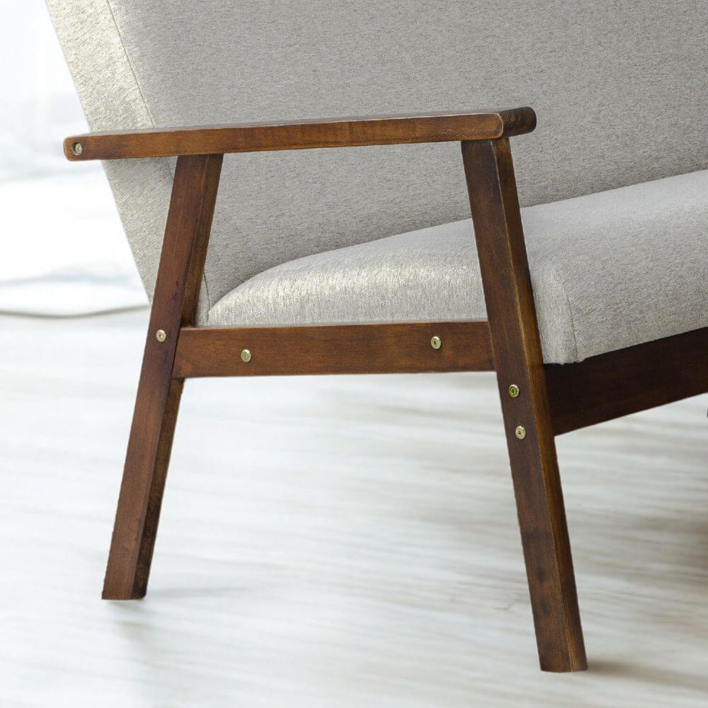 โซฟาไม้ยางพารา 3 ที่นั่ง EVERGREEN FURNITURE S-C-03 150*62*72 ไม้สีน้ำตาลเข้ม เบาะผ้าสีเทา