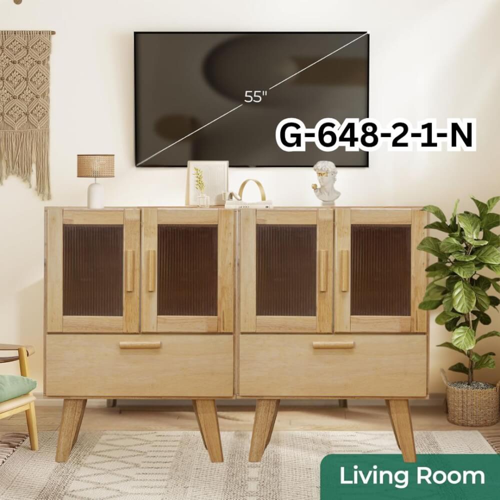 ตู้เตี้ยอเนกประสงค์ EVERGREEN FURNITURE . G-648-2-1  ขนาด 60X40X80ซม. สีธรรมชาติ_5