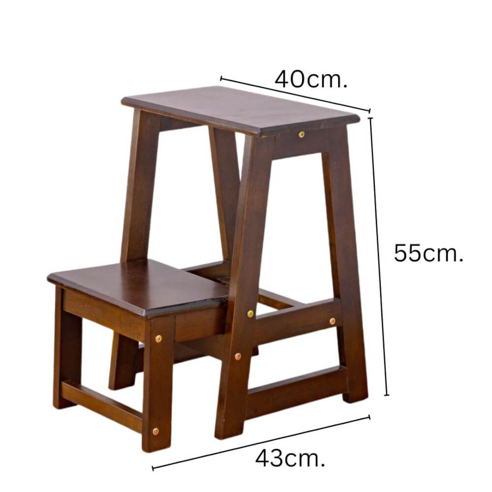 บันไดไม้ยางพารา 2 ขั้น Evergreen Furniture SLST-55  40x43x55ซม. สีน้ำตาลเข้ม