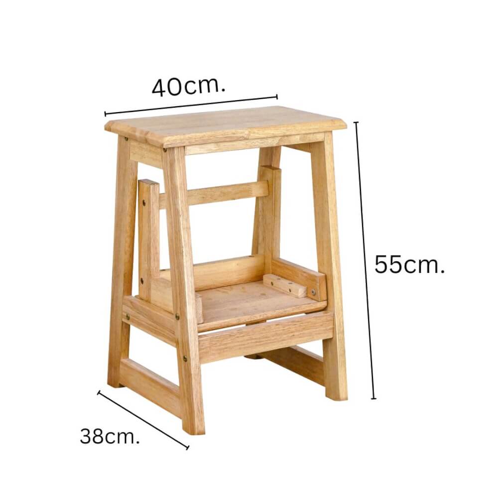 บันไดไม้ยางพารา 2 ขั้น Evergreen Furniture SLST-55  40x43x55ซม. สีไม้ธรรมชาติ