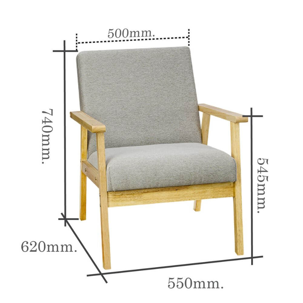 โซฟาไม้ยางพารา 1 ที่นั่ง EVERGREEN FURNITURE S-C-01 74*55*62 สีไม้ธรรมชาติ_2