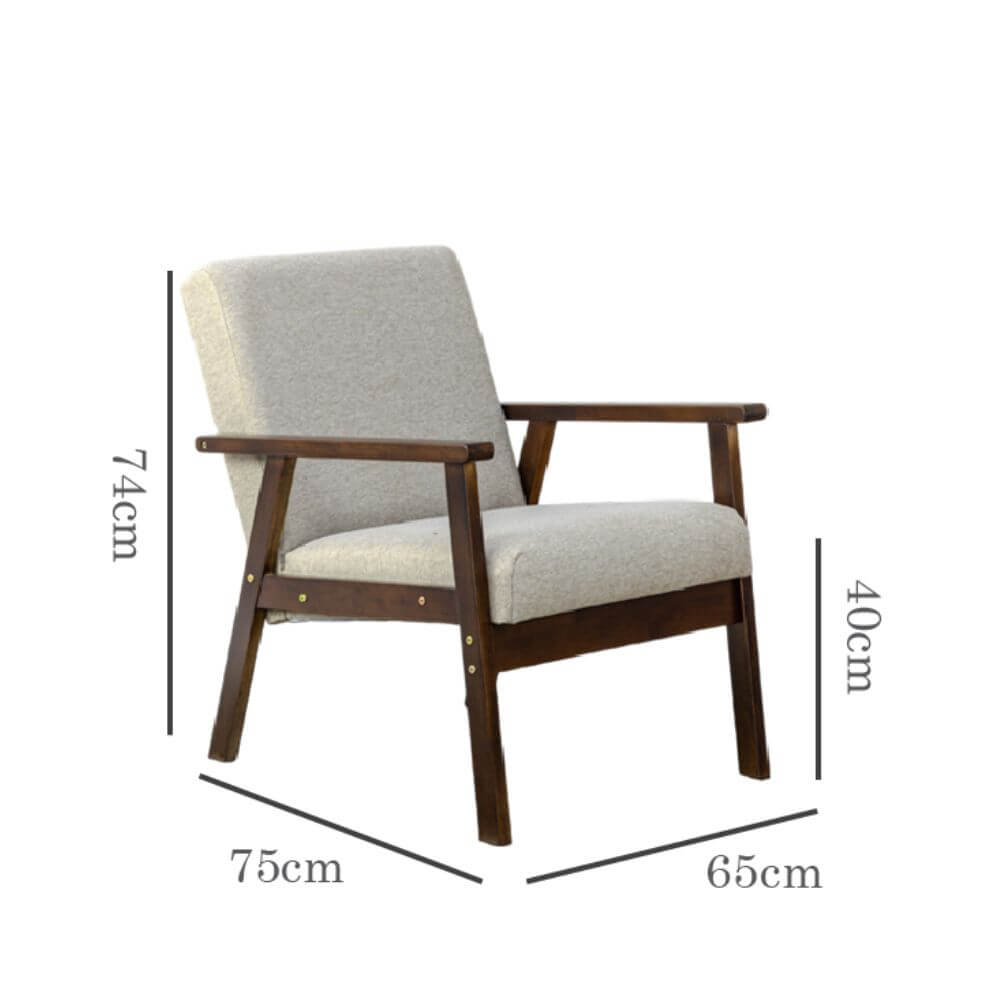 โซฟาไม้ยางพารา 1 ที่นั่ง EVERGREEN FURNITURE S-C-01 74*55*62 สีวอลนัท_2