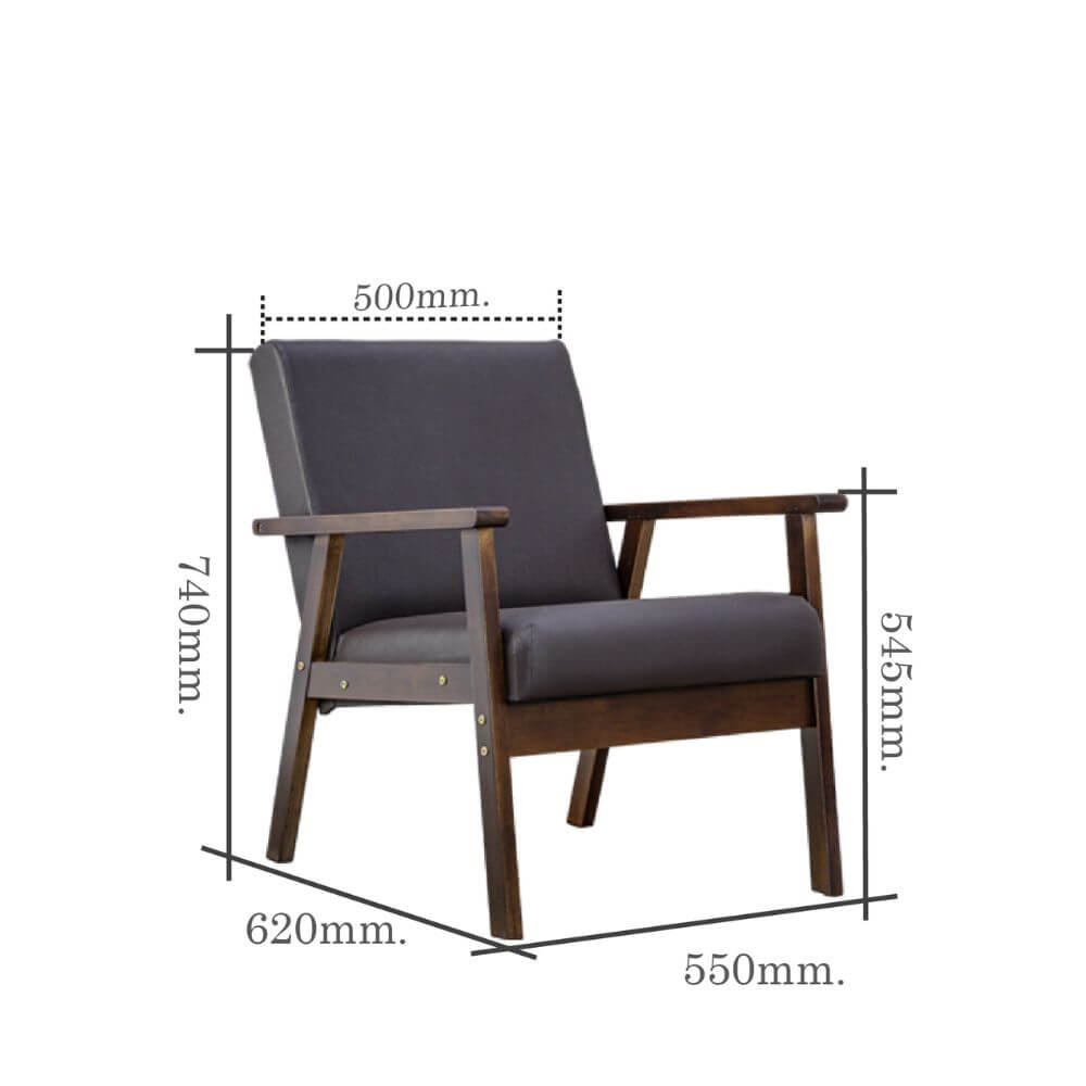 โซฟาไม้ยางพารา 1 ที่นั่ง EVERGREEN FURNITURE S-C-01 74*55*62 เบาะหนัง_2