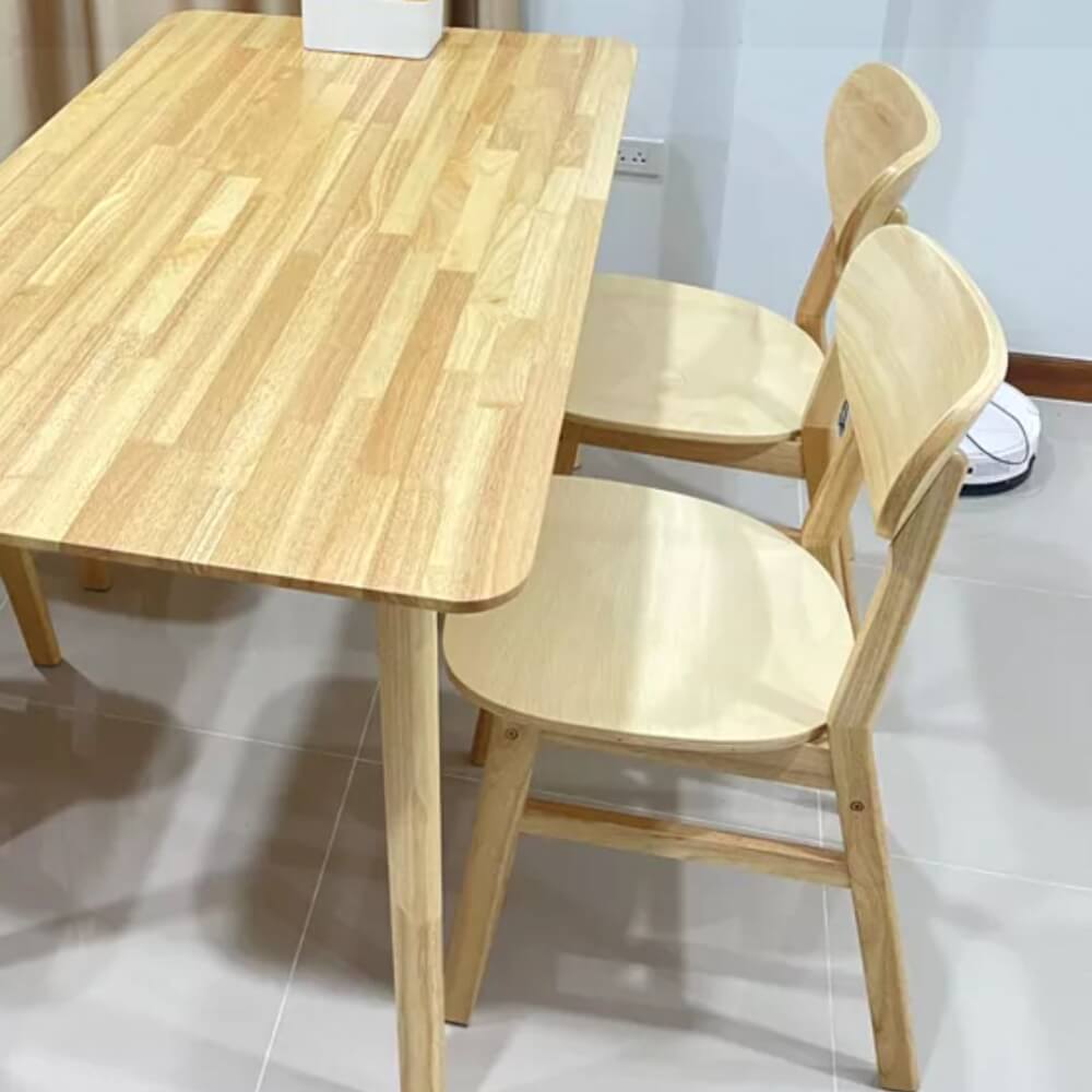 เก้าอี้ทานข้าวไม้ยางพารา  EVERGREEN FURNITURE CB เบาะไม้ 43X53X85 ซม.สีไม้ธรรมชาติ 2ตัว/กล่อง