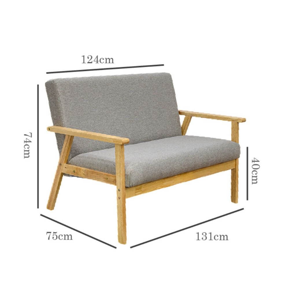 โซฟาไม้ยางพารา 2 ที่นั่ง EVERGREEN FURNITURE S-C-02 100*62*72 ไม้สีธรรมชาติ เบาะผ้า_2