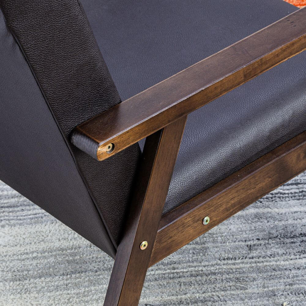 โซฟาไม้ยางพารา 3 ที่นั่ง EVERGREEN FURNITURE S-C-03 150*62*72 ไม้สีน้ำตาลเข้ม เบาะหนังสีกรม