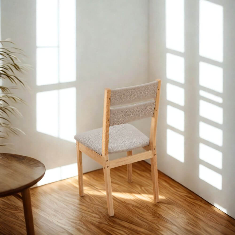 เก้าอี้ทานข้าวไม้ยางพารา EVERGREEN FURNITURE CC2 46X42X89 CM ไม้สีธรรมชาติ เบาะผ้าสีเทา 4 ตัว / กล่อง