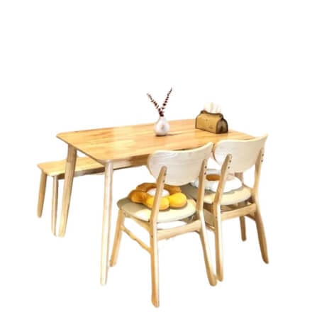 ชุดโต๊ะอาหาร 4 ที่นั่ง EVERGREEN FURNITURE สีไม้ธรรมชาติ_0