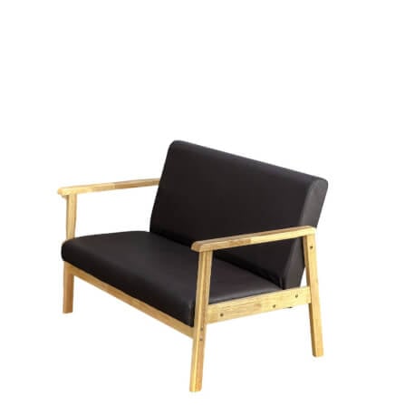 โซฟาไม้ยางพารา 2 ที่นั่ง EVERGREEN FURNITURE S-NC-02 100*62*72 ไม้สีธรรมชาติ เบาะหนัง_0