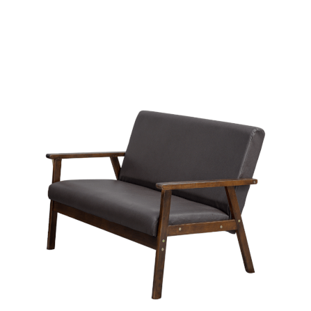 โซฟาไม้ยางพารา 2 ที่นั่ง EVERGREEN FURNITURE S-C-02 100*62*72 ไม้สีน้ำตาลเข้ม เบาะหนัง_0