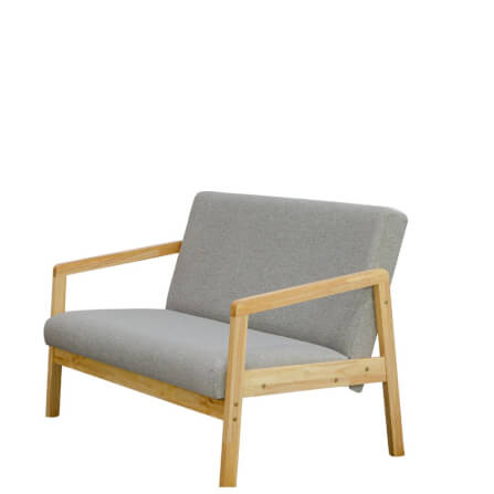 โซฟาไม้ยางพารา 2 ที่นั่ง EVERGREEN FURNITURE S-M-02 100*62*72 ไม้สีธรรมชาติ เบาะผ้า_0