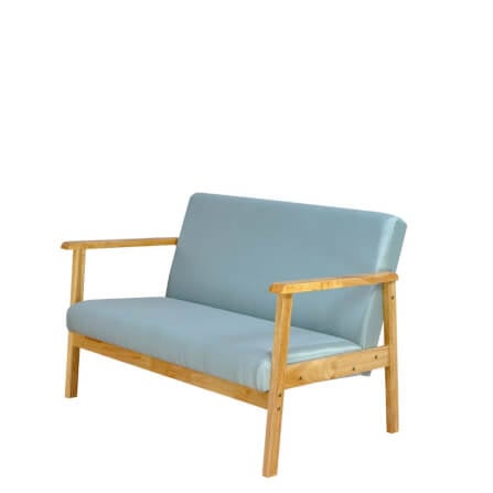โซฟาไม้ยางพารา 2 ที่นั่ง EVERGREEN FURNITURE S-NC-02 100*62*72 ไม้สีธรรมชาติ เบาะผ้าสีฟ้า_0