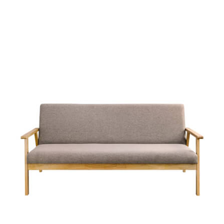 โซฟาไม้ยางพารา 3 ที่นั่ง EVERGREEN FURNITURE S-C-03 150*62*72 ไม้สีธรรมชาติ เบาะผ้าสีเทา_0