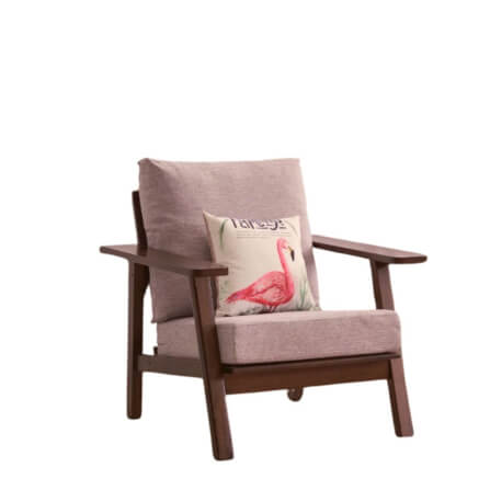 โซฟาไม้ยางพารา 1 ที่นั่ง EVERGREEN FURNITURE S-D  72X75X77 ซม. สีน้ำตาลเข้ม เบาะผ้าเทา_0