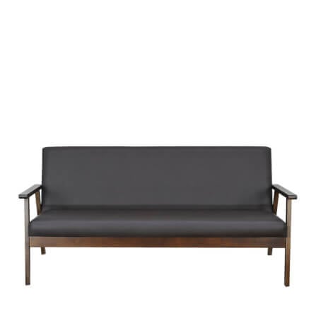 โซฟาไม้ยางพารา 3 ที่นั่ง EVERGREEN FURNITURE S-C-03 150*62*72 ไม้สีน้ำตาลเข้ม เบาะหนังสีกรม_0