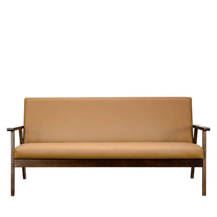 โซฟาไม้ยางพารา 3 ที่นั่ง EVERGREEN FURNITURE S-C-03 150*62*72 ไม้สีน้ำตาลเข้ม เบาะหนังสีน้ำตาล_0