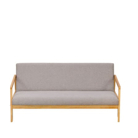 โซฟาไม้ยางพารา 3 ที่นั่ง EVERGREEN FURNITURE S-M-03 150*62*72 ไม้สีธรรมชาติ เบาะผ้าสีเทา