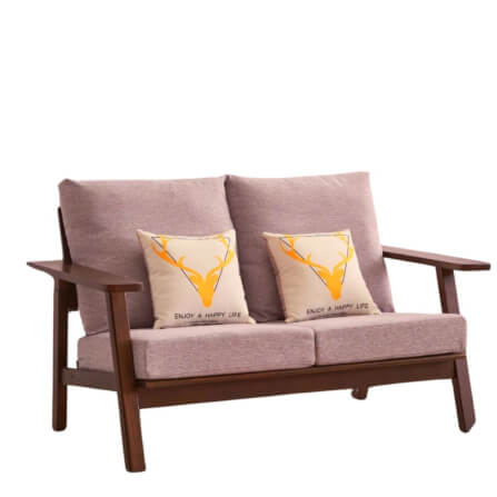 โซฟาไม้ยางพารา 2 ที่นั่ง EVERGREEN FURNITURE S-D  132X75X77 ซม.สีน้ำตาลเข้มเบาะสีเทา_0