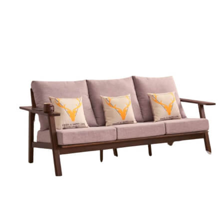โซฟาไม้ยางพารา 3 ที่นั่ง EVERGREEN FURNITURE S-D 192X75X77 ซม.สีน้ำตาลเข้มเบาะสีเทา