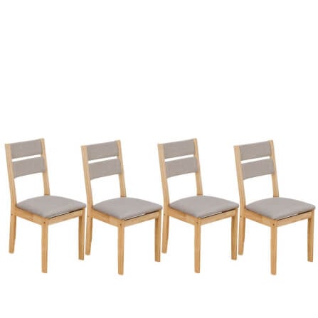 เก้าอี้ทานข้าวไม้ยางพารา EVERGREEN FURNITURE CC2 46X42X89 CM ไม้สีธรรมชาติ เบาะผ้าสีเทา 4 ตัว / กล่อง_0