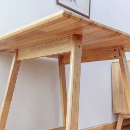 โต๊ะทานอาหารไม้ยางพารา Evergreen Furniture MDT-8080-F+ 80x80x74ซม. สีน้ำตาลธรรมชาติ_1