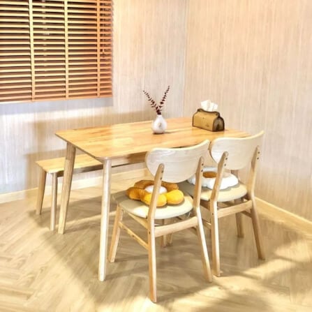 ชุดโต๊ะอาหาร 4 ที่นั่ง EVERGREEN FURNITURE สีไม้ธรรมชาติ_1