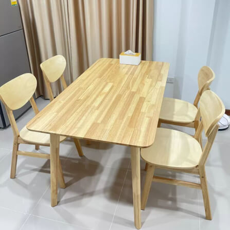 เก้าอี้ทานข้าวไม้ยางพารา  EVERGREEN FURNITURE CB เบาะไม้ 43X53X85 ซม.สีไม้ธรรมชาติ 4ตัว/กล่อง_1