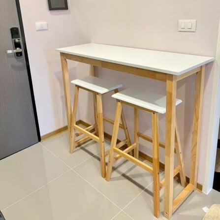 โต๊ะบาร์ไม้ยางพารา Evergreen Furniture TC 120x40x90ซม. สีขาว-สีไม้ธรรมชาติ_3