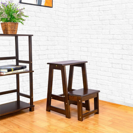 บันไดไม้ยางพารา 2 ขั้น Evergreen Furniture SLST-55  40x43x55ซม. สีน้ำตาลเข้ม_9