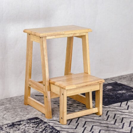 บันไดไม้ยางพารา 2 ขั้น Evergreen Furniture SLST-55  40x43x55ซม. สีไม้ธรรมชาติ_6