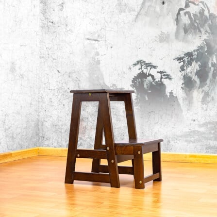 บันไดไม้ยางพารา 2 ขั้น ประกอบส่ง Evergreen Furniture SLST-55  40x43x55ซม. สีน้ำตาลเข้ม_3