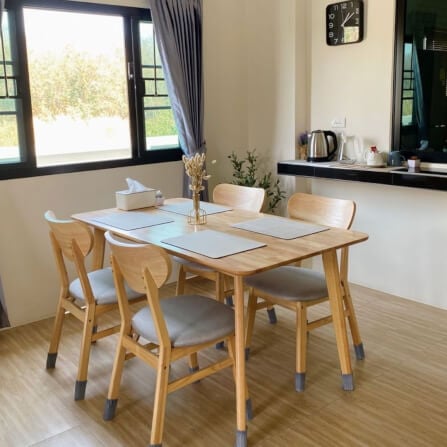 เก้าอี้ทานข้าวไม้ยางพารา  EVERGREEN FURNITURE CB  43X53X85 ซม.สีไม้ธรรมชาติ 2ตัว/กล่อง_5