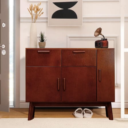 ตู้เตี้ยอเนกประสงค์ EVERGREEN FURNITURE 98 ซม. G-97403-F สีเชอรี่_9