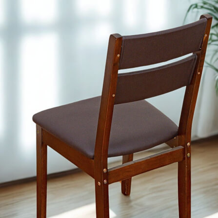 เก้าอี้ทานข้าวไม้ยางพารา EVERGREEN FURNITURE CC2 46X42X89 CM ไม้สีน้ำตาลเข้ม เบาะหนังสีกรม_3