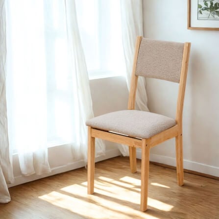 เก้าอี้ทานข้าวไม้ยางพารา EVERGREEN FURNITURE CC1 46X42X89 CM ไม้สีธรรมชาติ เบาะผ้าสีเทา 2 ตัว / กล่อง_3