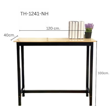 โต๊ะบาร์ไม้ยางพารา Evergreen Furniture TH 120x40x100ซม. สีไม้ธรรมชาติ-สีดำ_1