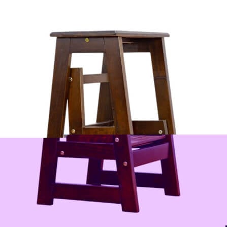 บันไดไม้ยางพารา 2 ขั้น Evergreen Furniture SLST-55  40x43x55ซม. สีน้ำตาลเข้ม_7