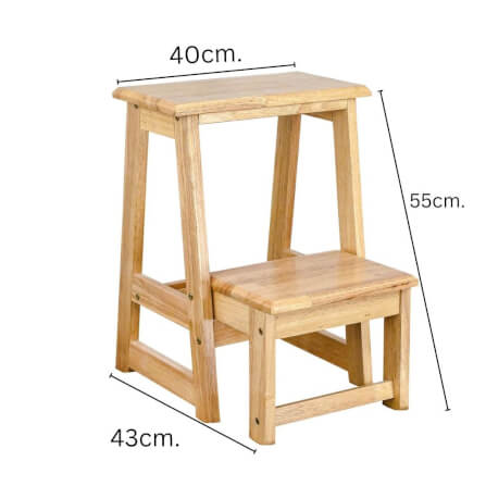 บันไดไม้ยางพารา 2 ขั้น Evergreen Furniture SLST-55  40x43x55ซม. สีไม้ธรรมชาติ_4