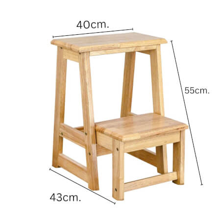บันไดไม้ยางพารา 2 ขั้น ประกอบส่ง Evergreen Furniture SLST-55  40x43x55ซม. สีไม้ธรรมชาติ_2