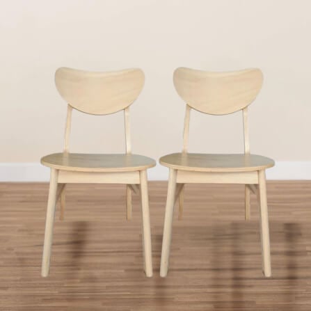 เก้าอี้ทานข้าวไม้ยางพารา  EVERGREEN FURNITURE CB เบาะไม้ 43X53X85 ซม.สีไม้ธรรมชาติ 2ตัว/กล่อง_2