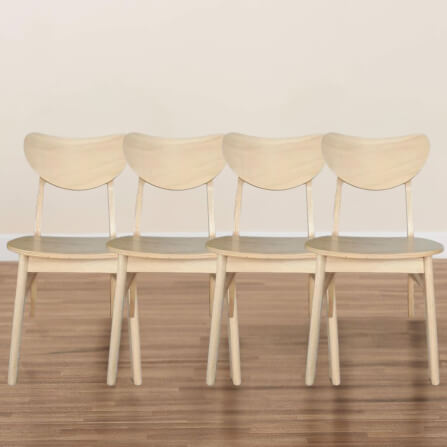 เก้าอี้ทานข้าวไม้ยางพารา  EVERGREEN FURNITURE CB เบาะไม้ 43X53X85 ซม.สีไม้ธรรมชาติ 4ตัว/กล่อง_2