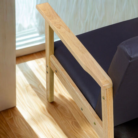 โซฟาไม้ยางพารา 2 ที่นั่ง EVERGREEN FURNITURE S-NC-02 100*62*72 ไม้สีธรรมชาติ เบาะหนัง_1