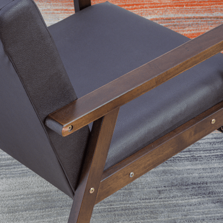 โซฟาไม้ยางพารา 2 ที่นั่ง EVERGREEN FURNITURE S-C-02 100*62*72 ไม้สีน้ำตาลเข้ม เบาะหนัง_2