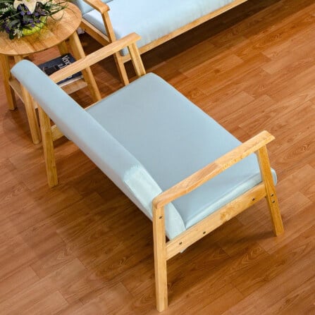 โซฟาไม้ยางพารา 2 ที่นั่ง EVERGREEN FURNITURE S-NC-02 100*62*72 ไม้สีธรรมชาติ เบาะผ้าสีฟ้า_1